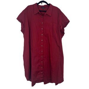 Universal Standard Midi Button Up Stretch Poplin Short Sleeve Dress XL(26-28)